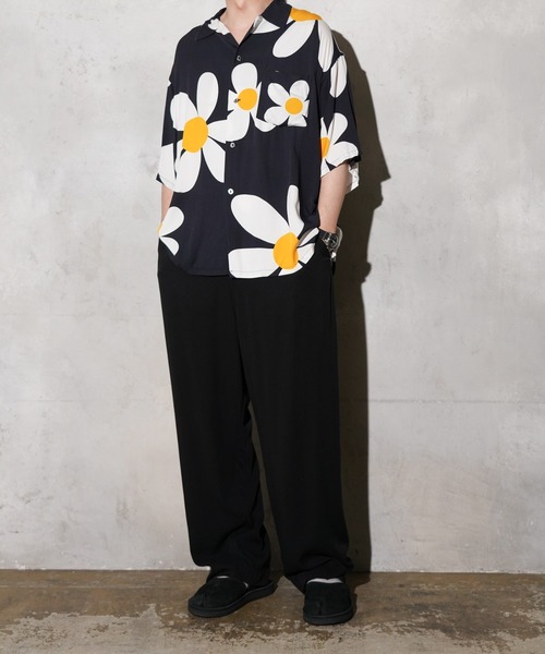 SUNNY  SPORTS（サニースポーツ）の「SUNNY SPORTS / サニースポーツ PRINTED BOX SHIRT 花 デイジー チェッカーフラッグ プリントレーヨン 半袖シャツ サマーシャツ（シャツ/ブラウス・メンズ・チェック/ブラック・MEDIUM/LARGE）」の16枚目の写真
