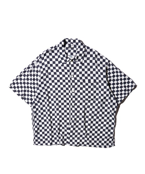 SUNNY  SPORTS（サニースポーツ）の「SUNNY SPORTS / サニースポーツ PRINTED BOX SHIRT 花 デイジー チェッカーフラッグ プリントレーヨン 半袖シャツ サマーシャツ（シャツ/ブラウス・メンズ・チェック/ブラック・MEDIUM/LARGE）」の7枚目の写真