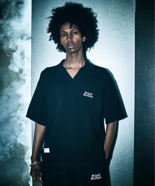 schott（ショット）の「Schott/ショット/B.S SS SKIPPER KNIT/ブラックシープ スキッパーニット（ポロシャツ・メンズ・チャコールグレー/ホワイト・M/L/XL）」の22枚目の写真