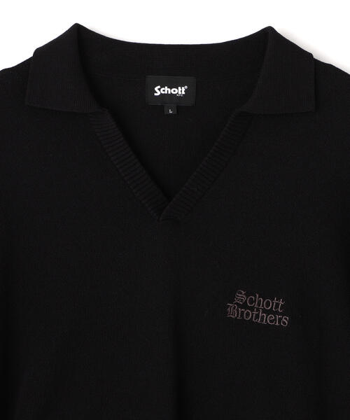 schott（ショット）の「Schott/ショット/B.S SS SKIPPER KNIT/ブラックシープ スキッパーニット（ポロシャツ・メンズ・チャコールグレー/ホワイト・M/L/XL）」の16枚目の写真