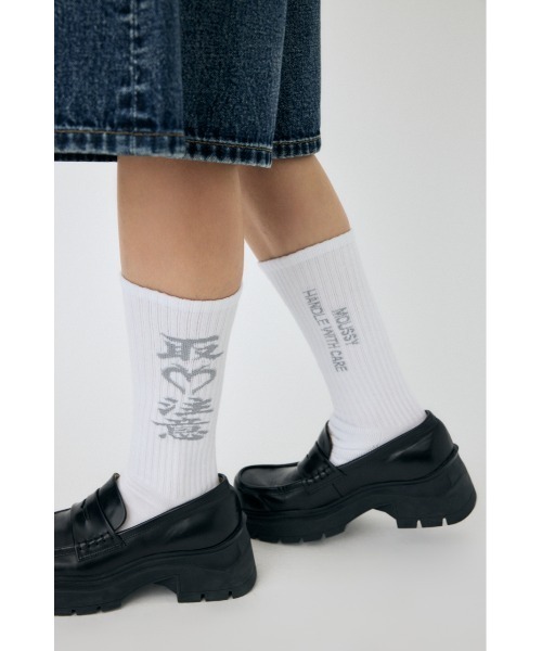 MOUSSY(マウジー)の「BEP HWC HEART ソックス(ソックス/靴下・レディース・ホワイト/ブラック・FREE)」の9枚目の写真