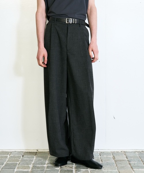 HARE（ハレ）の「【SET UP対応】メランジワイドテーパードパンツ(HARE)（スラックス・メンズ・ブルー/ブラウン/ブラック/ブルー系その他/ブラック系その他/ブラウン系その他/ブルー系その他2/ブラウン系その他2/グレー系その他/ブラウン系その他3/ブルー系その他3・FREE/SMALL/MEDIUM）」の3枚目の写真