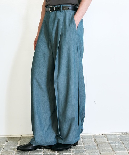 HARE（ハレ）の「【SET UP対応】メランジワイドテーパードパンツ(HARE)（スラックス・メンズ・ブルー/ブラウン/ブラック/ブルー系その他/ブラック系その他/ブラウン系その他/ブルー系その他2/ブラウン系その他2/グレー系その他/ブラウン系その他3/ブルー系その他3・FREE/SMALL/MEDIUM）」の9枚目の写真