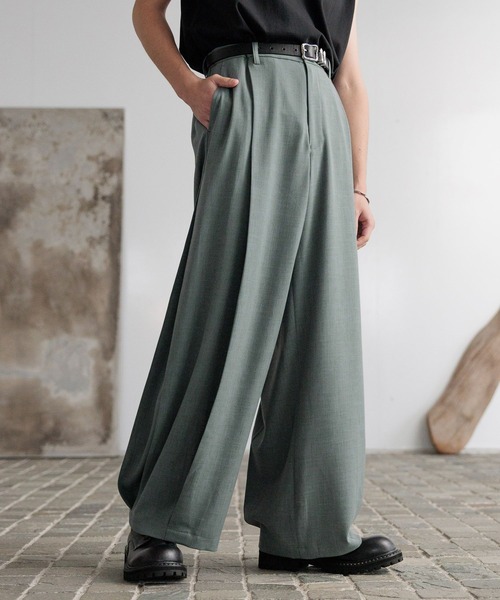 HARE（ハレ）の「【SET UP対応】メランジワイドテーパードパンツ(HARE)（スラックス・メンズ・ブルー/ブラウン/ブラック/ブルー系その他/ブラック系その他/ブラウン系その他/ブルー系その他2/ブラウン系その他2/グレー系その他/ブラウン系その他3/ブルー系その他3・FREE/SMALL/MEDIUM）」の8枚目の写真