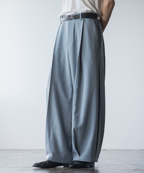 HARE（ハレ）の「【SET UP対応】メランジワイドテーパードパンツ(HARE)（スラックス・メンズ・ブルー/ブラウン/ブラック/ブルー系その他/ブラック系その他/ブラウン系その他/ブルー系その他2/ブラウン系その他2/グレー系その他/ブラウン系その他3/ブルー系その他3・FREE/SMALL/MEDIUM）」の10枚目の写真