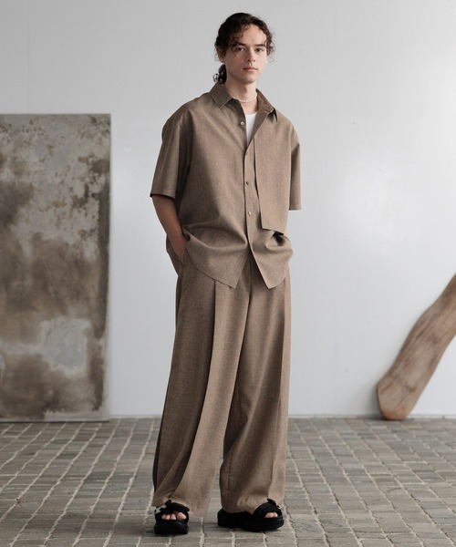 HARE ロングジレ&ツイルワイドテーパードパンツ セットアップ ベージュ M 楽天市場】【SALE／50%OFF】(M)ツイルワイドテーパードP HARE