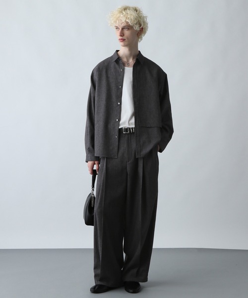 HARE（ハレ）の「【SET UP対応】メランジワイドテーパードパンツ(HARE)（スラックス・メンズ・ブルー/ブラウン/ブラック/ブルー系その他/ブラック系その他/ブラウン系その他/ブルー系その他2/ブラウン系その他2/グレー系その他/ブラウン系その他3/ブルー系その他3・FREE/SMALL/MEDIUM）」の12枚目の写真