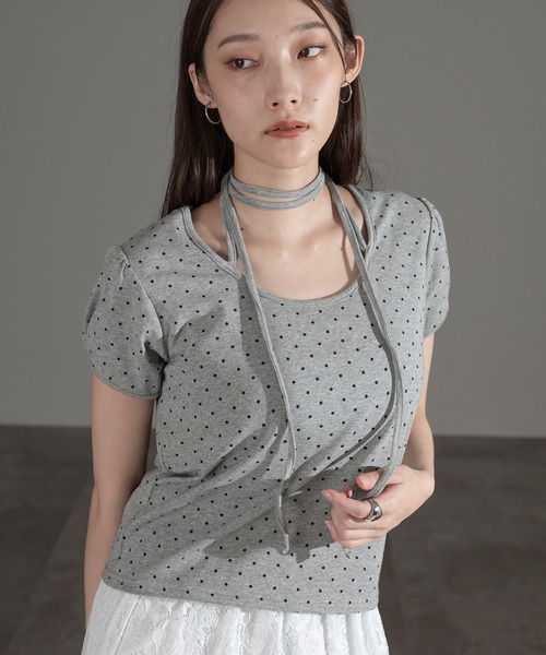 apres jour mignon(アプレジュールミニョン)の「チョーカートップス【ZOZOTOWN限定アイテム】(Tシャツ/カットソー・レディース・ブラック/ブラック系その他/オフホワイト/グレー/レッド/ネイビー/杢グレー・フリー/X-LARGE)」の5枚目の写真