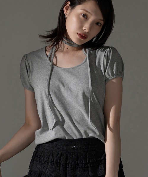 apres jour mignon(アプレジュールミニョン)の「チョーカートップス【ZOZOTOWN限定アイテム】(Tシャツ/カットソー・レディース・ブラック/ブラック系その他/オフホワイト/グレー/レッド/ネイビー/杢グレー・フリー/X-LARGE)」の4枚目の写真