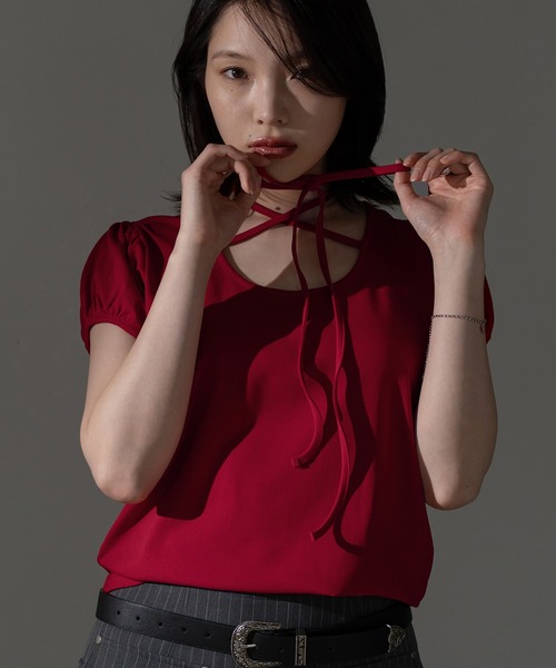 apres jour mignon(アプレジュールミニョン)の「チョーカートップス【ZOZOTOWN限定アイテム】(Tシャツ/カットソー・レディース・ブラック/ブラック系その他/オフホワイト/グレー/レッド/ネイビー/杢グレー・フリー/X-LARGE)」の7枚目の写真