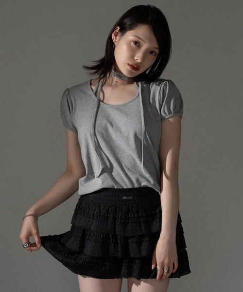 apres jour mignon(アプレジュールミニョン)の「チョーカートップス【ZOZOTOWN限定アイテム】(Tシャツ/カットソー・レディース・ブラック/ブラック系その他/オフホワイト/グレー/レッド/ネイビー/杢グレー・フリー/X-LARGE)」の10枚目の写真