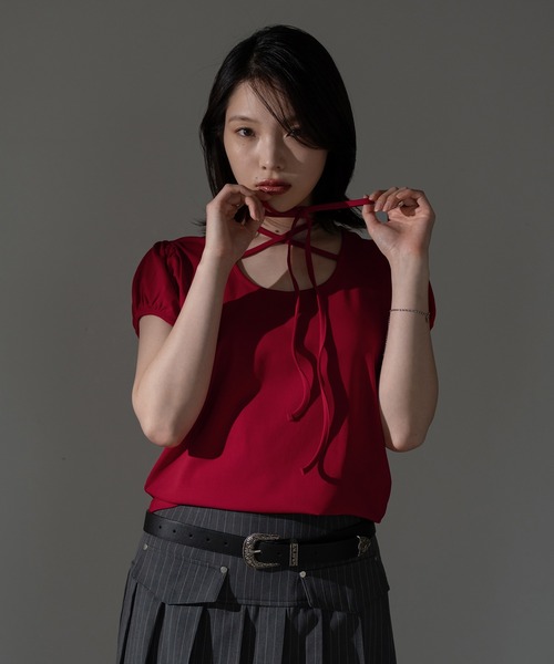 apres jour mignon(アプレジュールミニョン)の「チョーカートップス【ZOZOTOWN限定アイテム】(Tシャツ/カットソー・レディース・ブラック/ブラック系その他/オフホワイト/グレー/レッド/ネイビー/杢グレー・フリー/X-LARGE)」の9枚目の写真