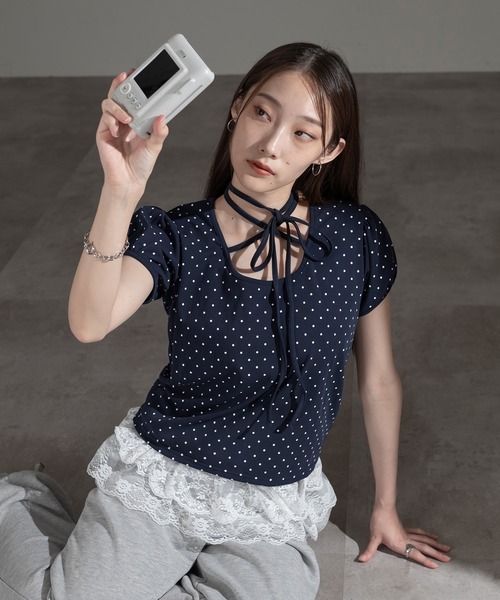 apres jour mignon(アプレジュールミニョン)の「チョーカートップス【ZOZOTOWN限定アイテム】(Tシャツ/カットソー・レディース・ブラック/ブラック系その他/オフホワイト/グレー/レッド/ネイビー/杢グレー・フリー/X-LARGE)」の16枚目の写真