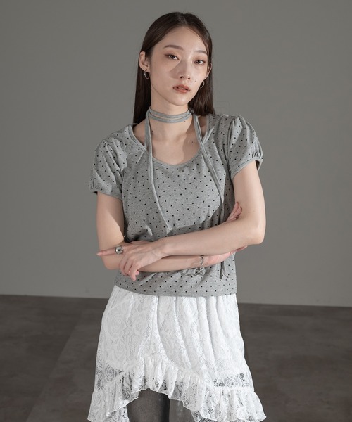 apres jour mignon(アプレジュールミニョン)の「チョーカートップス【ZOZOTOWN限定アイテム】(Tシャツ/カットソー・レディース・ブラック/ブラック系その他/オフホワイト/グレー/レッド/ネイビー/杢グレー・フリー/X-LARGE)」の14枚目の写真