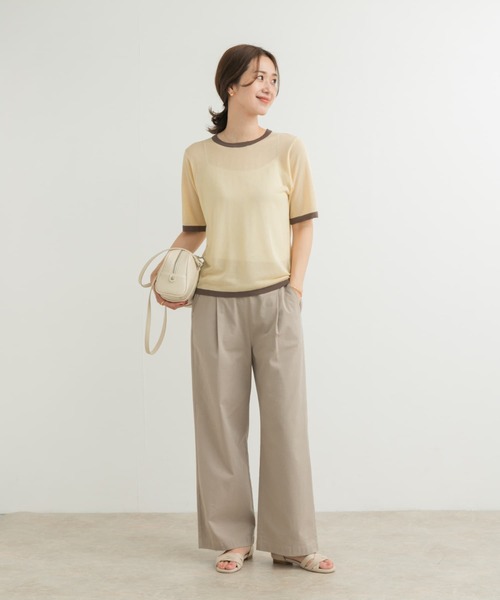 URBAN RESEARCH DOORS（アーバンリサーチドアーズ）の「リンガー半袖ニットTシャツ（ニット/セーター・レディース・グレー/ベージュ・MEDIUM）」の10枚目の写真