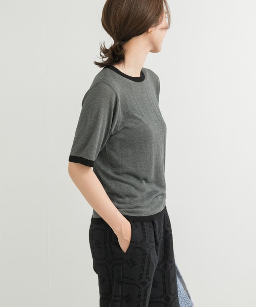 「URBAN RESEARCH」 半袖ニット FREE ネイビー レディース ITEMS URBANRESEARCH ニット セーター コンパクト半袖ニット
