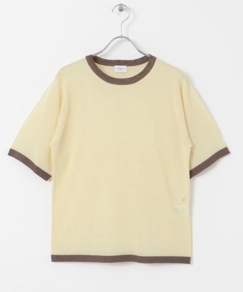 URBAN RESEARCH DOORS（アーバンリサーチドアーズ）の「リンガー半袖ニットTシャツ（ニット/セーター・レディース・グレー/ベージュ・MEDIUM）」の21枚目の写真