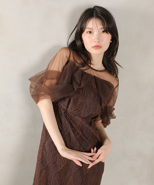 チュール レース トルネード ペンシル ワンピース ドレス パーティー