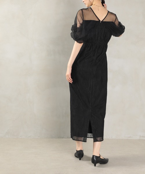 【新品タグ付】ペンシルワンピース パーティドレス 結婚式 オケージョンドレス niana ドレス フラフィースリーブペンシルドレス 結婚式