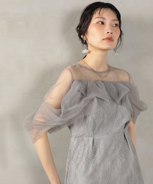 Kana(カナ)の「チュール レース トルネード ペンシル ワンピース ドレス パーティー 結婚式 お呼ばれ オケージョン(ドレス・レディース・グレー/ブラック/イエロー/ブラウン・M/S)」の17枚目の写真