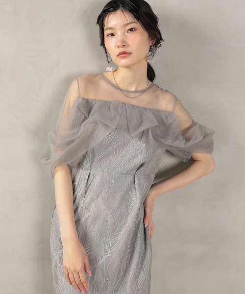 Kana(カナ)の「チュール レース トルネード ペンシル ワンピース ドレス パーティー 結婚式 お呼ばれ オケージョン(ドレス・レディース・グレー/ブラック/イエロー/ブラウン・M/S)」の18枚目の写真