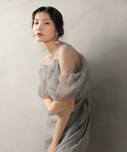 Kana(カナ)の「チュール レース トルネード ペンシル ワンピース ドレス パーティー 結婚式 お呼ばれ オケージョン(ドレス・レディース・グレー/ブラック/イエロー/ブラウン・M/S)」の20枚目の写真
