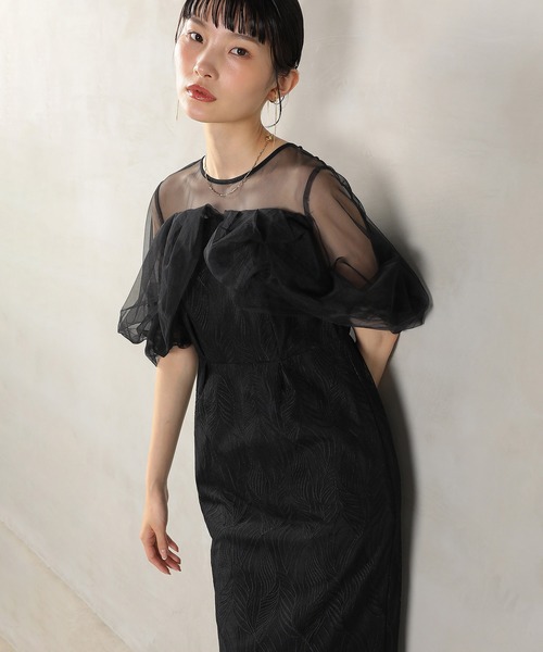 Kana(カナ)の「チュール レース トルネード ペンシル ワンピース ドレス パーティー 結婚式 お呼ばれ オケージョン(ドレス・レディース・グレー/ブラック/イエロー/ブラウン・M/S)」の10枚目の写真