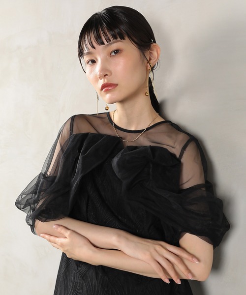 Kana(カナ)の「チュール レース トルネード ペンシル ワンピース ドレス パーティー 結婚式 お呼ばれ オケージョン(ドレス・レディース・グレー/ブラック/イエロー/ブラウン・M/S)」の11枚目の写真