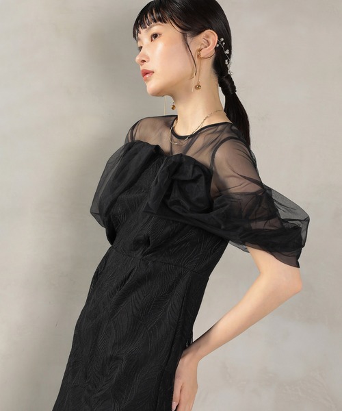 【新品タグ付】ペンシルワンピース パーティドレス 結婚式 オケージョンドレス niana ドレス フラフィースリーブペンシルドレス 結婚式