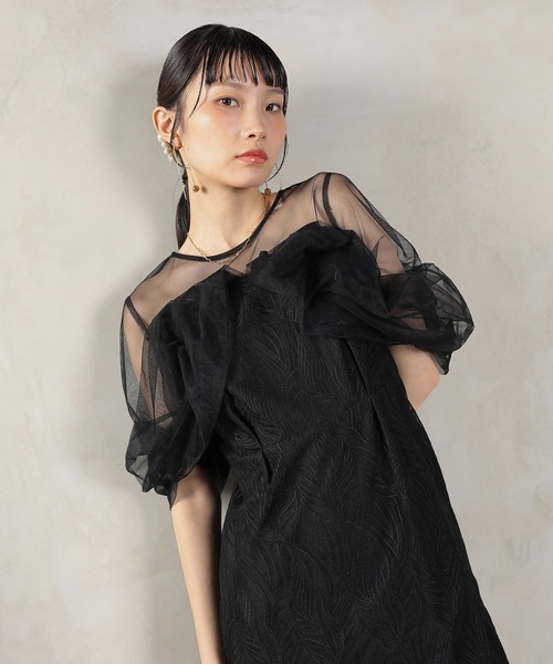 Kana(カナ)の「チュール レース トルネード ペンシル ワンピース ドレス パーティー 結婚式 お呼ばれ オケージョン(ドレス・レディース・グレー/ブラック/イエロー/ブラウン・M/S)」の9枚目の写真