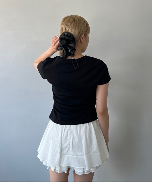 tシャツ キーネック サイドギャザー 半袖Tシャツ FX25S387「Fano Studios」「2025SS」 レディース メンズ キーネック サイドギャザー 半袖Tシャツ FX25S387【Fano Studios