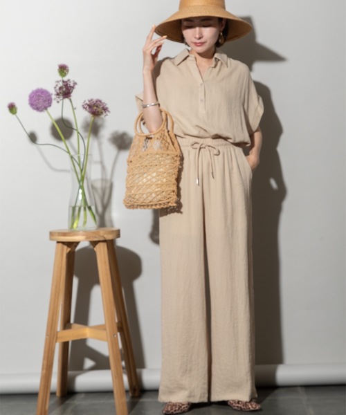 リネン ラグジュアリー セットアップパンツ（セットアップ）｜lodie