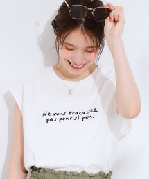 Cutie Blonde | 【ひんやり/汗ジミ軽減/UVカット】 ロゴプリントノースリーブTシャツ(Tシャツ/カットソー)