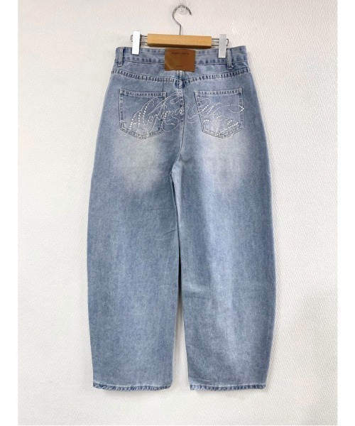 Sexyデニムパンツ★新品【ヴィンテージ】レース ストーン セール】《きらクラッシュ》ラインストーン×ダメージデニム