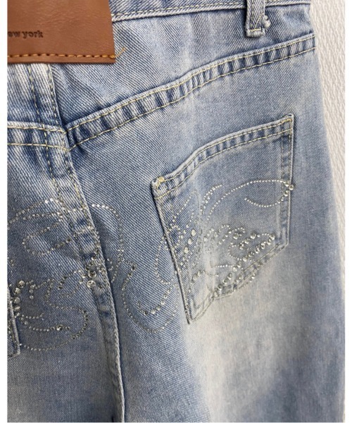 LADY LIKE(レディライク)の「バックラインストーンロゴワイドデニムパンツ(デニムパンツ・レディース・サックスブルー・M/S)」の14枚目の写真