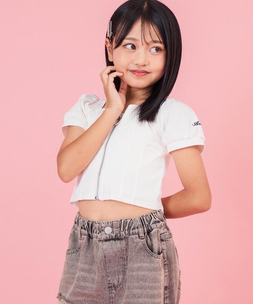 フロントジップパフスリトップス【ジュニアお揃い】（Tシャツ