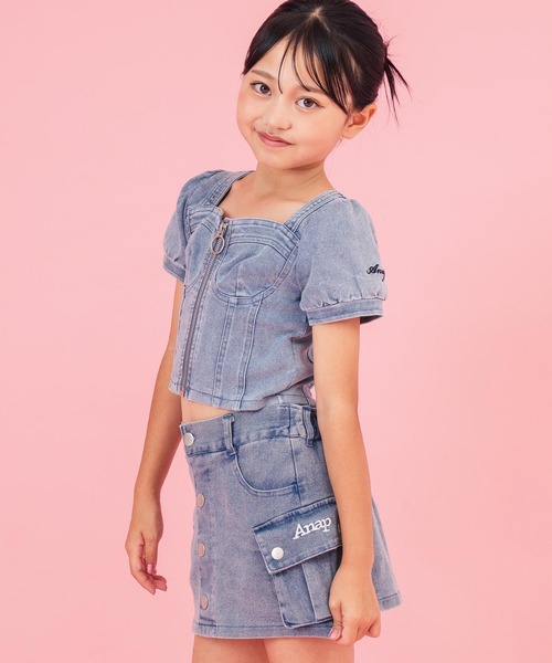 トップス P ANA セール】フロントジップパフスリトップス【ジュニアお揃い】（T