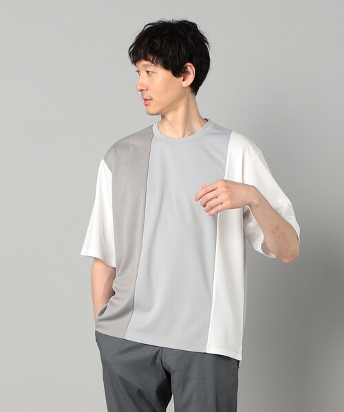 COMME CA MEN(コムサメン)の「カラーブロック Tシャツ(Tシャツ/カットソー・メンズ・ライトグレー/ブラック/ミント・M/L)」の1枚目の写真