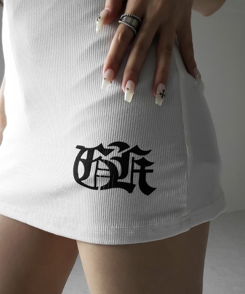 SGロゴ ブラックミニワンピース 2color 】グランジロゴバッククロスタンクトップミニワンピ