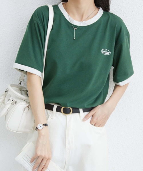 MAISON DE THERESE（メゾン ド テレーズ）の「クルーネックTシャツ（Tシャツ/カットソー・レディース・ワイン/グリーン・M）」の3枚目の写真