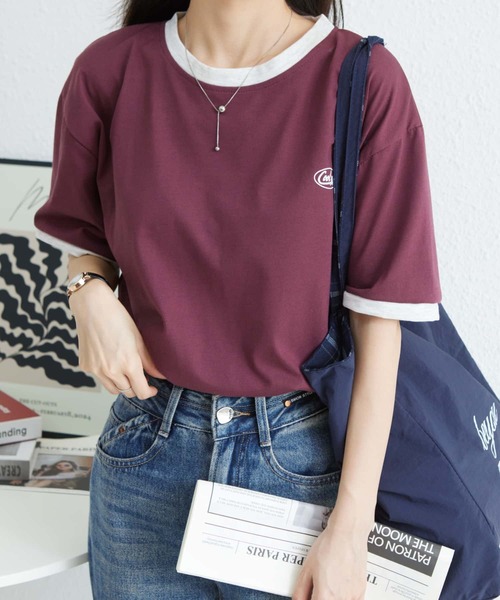 MAISON DE THERESE（メゾン ド テレーズ）の「クルーネックTシャツ（Tシャツ/カットソー・レディース・ワイン/グリーン・M）」の14枚目の写真