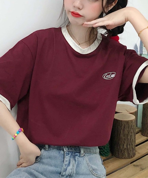 MAISON DE THERESE（メゾン ド テレーズ）の「クルーネックTシャツ（Tシャツ/カットソー・レディース・ワイン/グリーン・M）」の6枚目の写真
