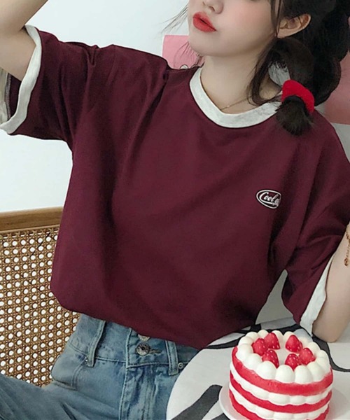 MAISON DE THERESE（メゾン ド テレーズ）の「クルーネックTシャツ（Tシャツ/カットソー・レディース・ワイン/グリーン・M）」の13枚目の写真