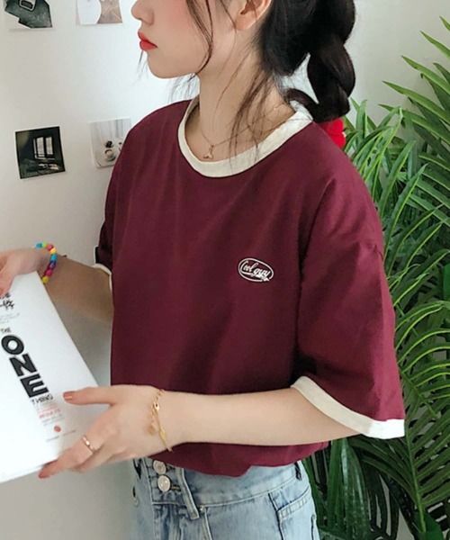 MAISON DE THERESE（メゾン ド テレーズ）の「クルーネックTシャツ（Tシャツ/カットソー・レディース・ワイン/グリーン・M）」の7枚目の写真