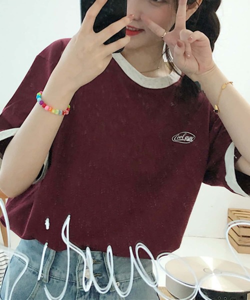 MAISON DE THERESE（メゾン ド テレーズ）の「クルーネックTシャツ（Tシャツ/カットソー・レディース・ワイン/グリーン・M）」の8枚目の写真