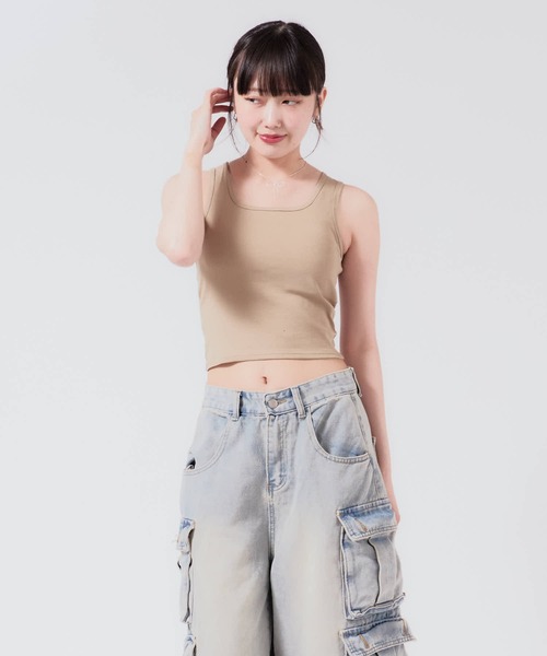 Cross Back Tank Top with Cups / カップ付き クロスバック