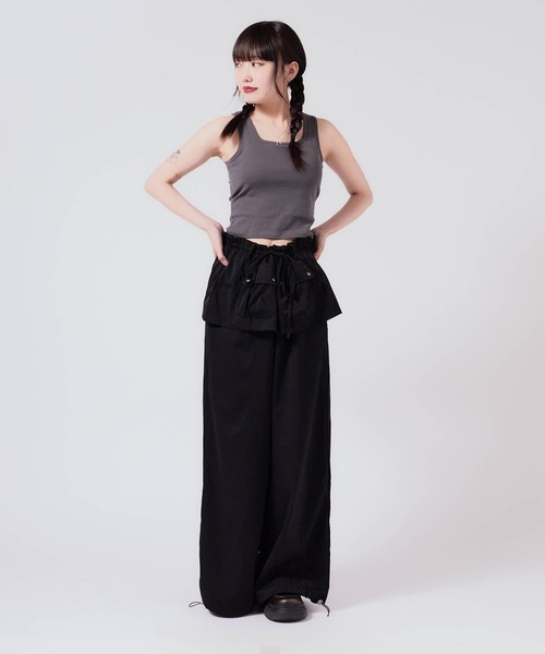 Chick（チック）の「Cross Back Tank Top with Cups / カップ付き クロスバックタンクトップ（タンクトップ・レディース・ブラック/カーキ/オリーブ/ホワイト/ダークグレー・FREE）」の12枚目の写真