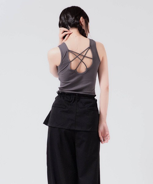 Cross Back Tank Top with Cups / カップ付き クロスバック