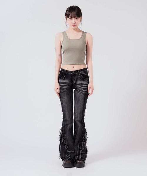 Chick（チック）の「Cross Back Tank Top with Cups / カップ付き クロスバックタンクトップ（タンクトップ・レディース・ブラック/カーキ/オリーブ/ホワイト/ダークグレー・FREE）」の16枚目の写真