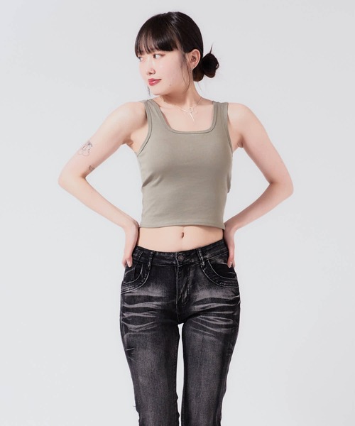 セール】Cross Back Tank Top with Cups / カップ付き クロス